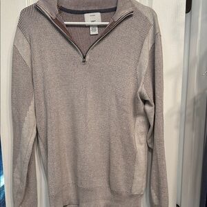 Men's Beige Zip-Up Sweater